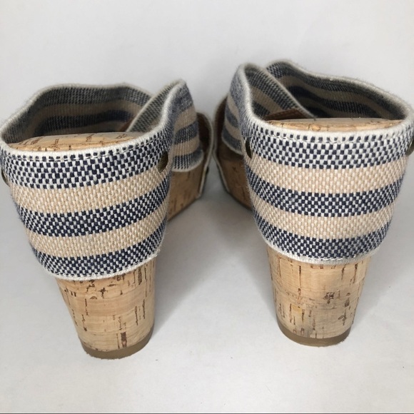 Lucky Brand cream navy X strap cork wedge heels - Picture 11 of 11